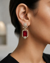 Ruby Royale Geometric Drop Earrings