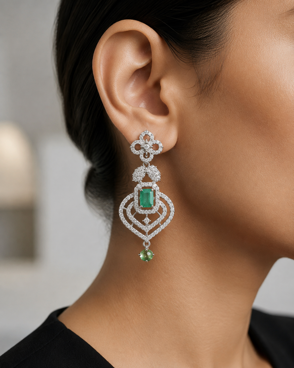 Victorian Emerald Cascade Earrings