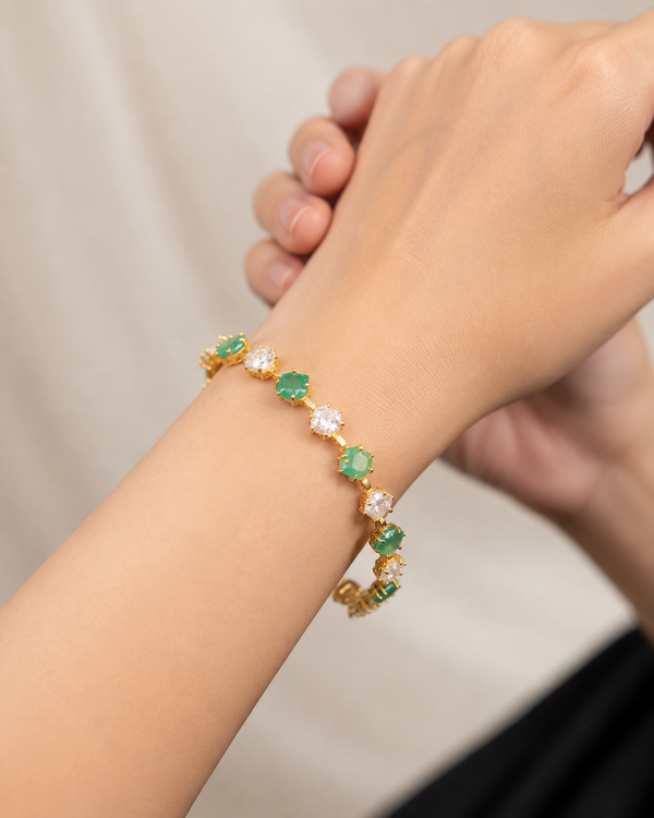 Emerald Blossom Tennis Bracelet