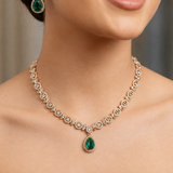 Classic Solitaire Emerald Pendant Chain