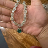 Classic Solitaire Emerald Pendant Chain
