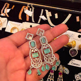 Teardrop Emerald Royalty Dangle Earrings