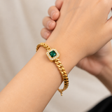Solitaire Emerald Statement Cuff