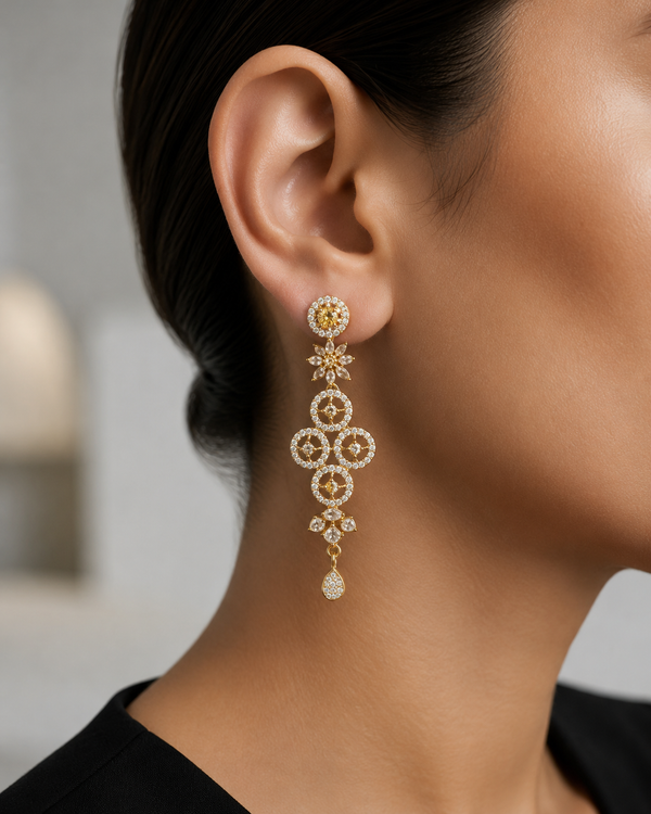 Vintage Floral Drop Chandelier Earrings