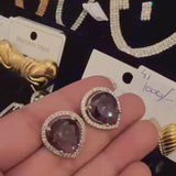 Midnight Glamour Oval Studs